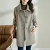 Nuevo Abrigo de Lana Holgado Sencillo Estilo Coreano y Japonés para Mujer Otoño e Invierno, Versión Coreana de Moda, Elegante Chaqueta de Lana, Versátil Casual