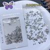 Arte de uñas japonés, nueva mezcla de remaches dorados y plateados, mezcla de metal tridimensional, lazo fino, decoración de mariposa tridimensional