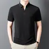 Nueva Camiseta de Manga Corta con Cuello de Solapa para Hombre Verano 2025, Camisa de Manga Corta de Seda Helada, Top de Color Sólido, Camiseta para Dropshipping Transfronterizo