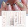 Nuevas pegatinas de uñas transfronterizas con diseño de línea francesa, pegatinas adhesivas para uñas con ondas de sonrisa, venta al por mayor