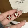 Brincos Quadrados com Flor em Gota de Óleo e Zircônia de Agulha Prateada, Modernos e de Alto Padrão, Brincos de Tarraxa Elegantes, Simples e Versáteis, Brincos Únicos para Mulheres