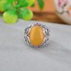 Anillo de plata de ley S925 con diseño de ciervo, cera de abejas, pimienta de sangre, vintage, con forma de huevo de trigo antiguo, nuevo anillo de hoja hueca china.