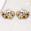 Pendientes acrílicos de Halloween con forma de calavera y girasol, para hacer tú mismo, con agujeros