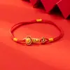 Nuevo Brazalete Exquisito de Calabaza con Diamantes Completos Estilo Retro Chino para Mujer, Cordón Rojo de Doble Capa, Tendencia Nacional, Estilo Lujo Ligero, Brazalete de Instagram