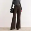 Elegantes pantalones de pierna ancha acampanados de cintura alta para mujer, nuevo estilo de otoño, adelgazantes, versátiles, pantalones casuales de campana fluidos