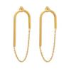 Brincos em corrente em forma de U estilo ins europeu e americano femininos titânio aço banhado a ouro 18K design de nicho brincos da moda F399