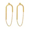 Pendientes de cadena en forma de U estilo ins europeo y americano para mujer, pendientes de acero de titanio chapados en oro de 18 quilates, diseño de nicho, pendientes de moda F399