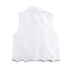 2025 Otoño Nuevo Moda Europea y Americana Versátil Casual Con Cortes Bordado Sin Mangas Camisa Tops para Mujer 3564801