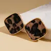 Pendientes Retro Geométricos Redondos con Estampado de Flor y Leopardo para Otoño e Invierno Europeos y Americanos, Pendientes de Estilo de Nicho de Gama Alta con un Sentido de Elegancia