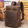 Mochila Nova de Couro Personalizada de Fábrica Mochila de Primeira Camada Masculina para Computador 14 polegadas Mochila de Couro para Exterior