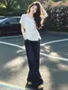 Camiseta Blanca de Manga Corta con Cuello en V Estilo Coreano para Mujer, Nuevo Estilo de Verano, Corbata Plisada, Ceñida a la Cintura, Adelgazante, Top Versátil para Mujer A12514