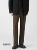 Outono/Inverno 2025 Novo Estilo Coreano Versátil Drapeado Estilo Hong Kong Calça de Perna Reta Meia Cintura Elástica Casual Artística Masculina Calça de Terno