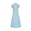 Desea Sitio Independiente Comercio Exterior Transfronterizo Elegante y Gracioso Vestido Largo de Cuello Alto con Cintura Alta, Falda Plisada y Fluida