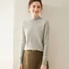 Suéter básico de cachemira para mujer, cuello alto medio liso de color sólido, holgado, adelgazante, para principios de otoño