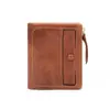 Cartera corta de cuero genuino con capa superior de piel de vaca encerada y aceite, cartera vintage con tarjetero, tarjetero vertical, monedero