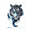 Pegatina de Tatuaje Temporal Impermeable Transfronteriza Cabeza de Lobo Agresiva Flor Brazo Hombres Estudio Fotográfico Foto Brazo Personalizado Animal Pegatina de Tatuaje
