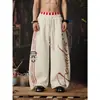 Fabricante Original Estilo Retro Americano Cintura Doble Patchwork Rayas Estampado de Letras Pantalones de Chándal Curvos Unisex Pantalones de Pierna Ancha