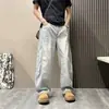 Nuevos jeans de verano para hombre, estilo americano moderno, color claro, lavados, retazos vintage, con caída, ligeros, holgados, pierna ancha curva