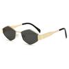 Gafas de sol de ojo de gato con montura pequeña poligonal transfronteriza estilo europeo y americano para mujer, cara pequeña, montura de metal distintiva, gafas de sol con diamantes