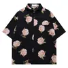Camisa Hawaiana con Flores Estilo Retro de Hong Kong para Hombres y Mujeres Verano Vacaciones en Tailandia Orilla del Mar Holgada Camisa de Manga Corta para Parejas 2025