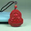Colgante de Cristal de Cinabrio Crudo Arena de Cristal Guanyin Buda Maitreya Colgante de Colgante de Cristal Arena Dorada al Por Mayor Dropshipping
