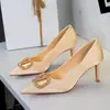 8358-Ak202 Impresionantes Zapatos de Mujer de Tacón Alto Estilo Europeo y Americano, Elegantes Zapatos de Salón de Punta Fina con Hebilla en V de Pedrería a la Moda, Tacones de Aguja