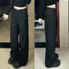 Pantalones de Traje Negros para Mujer Tallas Grandes, Adelgazantes, Caída de Alta Gama, Pantalones Casuales para Otoño, Pantalones Rectos de Pierna Ancha Petite