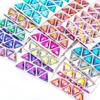 Alta qualidade imitação austríaca de fundo plano em forma especial costurado à mão broca triângulo de vidro fivela plana DIY roupas strass acessórios de jóias