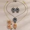 Colar e Brincos Criativos de Ovelha Fofa Divertida Peculiar Baa Baa Europeus e Americanos Transfronteiriços Imitação de Pérola Zodíaco Pequena Ovelha Joias