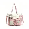 Nova Bolsa de Ombro Grande e Colorida para Estilo Soft Girl, Nova Bolsa de Alto Visual para Estudantes, Perfeita para Aulas Extras