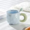 Taza fufu de leche con tapa cuchara taza de café de cerámica de alto valor para niña linda pareja oficina taza de desayuno