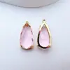Colgante de diamante de cristal color cobre, de cuatro puntas, forma de lágrima larga, para conservar el color, pendiente de diamante de color liso simple para DIY, pulsera, accesorios de collar