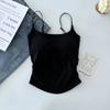 Novo Estilo Puro Doce e Picante Design Camisola Plissada Colete Feminino com Almofada no Peito Desgaste Interno Slim-fit Bela Volta Desgaste Exterior Top Mulheres