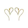 Pendientes de Aguja de Plata Incrustados con Diamantes, Pendientes de Corazón Asimétricos, Diseño Personalizado, Pendientes para el Trabajo, Diseño de Nicho, Pendientes Simples y Versátiles