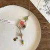 Pequena aba tecida~Colar de chapéu de palha pequeno tecelado artesanal japonês para mulheres corrente de clavícula versátil de nicho acessórios longos de férias