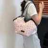 2025 Nueva Moda Bufanda de Seda Estampada con Lazo y Perlas Bolso de Hombro Casual de Gran Capacidad Bolso Tote para Mujer