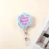 Porta-Crachá Retrátil Popular Acrílico Transfronteiriço com Lindo Design de Flor, Fivela Retrátil Criativa para Crachá de Enfermeira e Porta-Crachá de Identificação