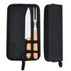 Cabo de Madeira Aço Inoxidável Ferramenta para Churrasco BBQ Camping ao Ar Livre Saco de Pano Doméstico Ferramenta de Assar Garfo Pá Pinça Ferramenta Combinada para Churrasco