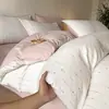 Juego de Ropa de Cama de Lujo Ligero de Alta Gama Jacquard de Algodón Puro Satén de Cuatro Piezas Sábana de Algodón Puro Funda Nórdica Sábana Ajustable Ropa de Cama Funda Nórdica