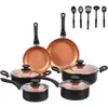Nuevo Color Cerámica Antiadherente Juego de Utensilios de Cocina Regalo Día de San Valentín Olla 8 Piezas Color Cobre Juego de Utensilios de Cocina Antiadherentes