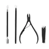 Set de Cortauñas en Stock, Set de Cuatro Piezas para Recortar y Remover Uñas, Alicates Pico de Águila, Tijeras para Uñas, Herramientas Negras para el Cuidado de Cutículas