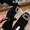 Aumento Interno de Altura Invisível de 7cm, Sapatos Peludos com Strass Francês, Sapatos Mary Jane Peludos de Salto Grosso de Inverno com Forro de Lã para Mulheres