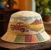 Sitio Web Independiente Transfronterizo Nuevo Modelo Coche de Viaje Patrón Bordado Acolchado Estampado Unisex Sombrero de Pescador Arcoíris Sombrero de Sol