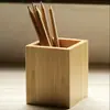 En stock portaplumas de bambú papelería para estudiantes portaplumas creativo regalo estudio oficina escritorio caja de almacenamiento de madera