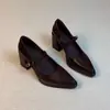 Zapatos de cuero pequeños de punta fina con suela silenciosa de tacón alto zapatos de vestir individuales para mujer 2026 nuevo estilo moda retro Mary Janes de una correa de boca poco profunda