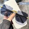 Gafas de Sol Degradadas sin Marco con Borde Cortado, Gafas de Sol de Moda de Alta Definición, Protección Solar, Protección Ultravioleta, Gafas de Sol para Conducir
