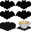 Posavasos de Murciélago de Fieltro Posavasos de Mesa para Bebidas de Halloween Posavasos de Fieltro Negro Antideslizante Resistente al Calor Decoración de Fiesta