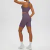 Nuevo Conjunto de Yoga Sensation de Piel Espalda Cruzada Shorts de Fitness de Cintura Alta Set Deportivo Fitness Running para Mujer