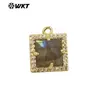 WT-P1994 colgante de piedra cuadrada pequeña multicolor natural incrustación de circonita gancho único joyería pendientes accesorios