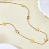 Collar de Acero Inoxidable con Trébol de Cuatro Hojas de la Suerte Incrustado con Circonita, Best-Seller Transfronterizo Europeo y Americano para Mujer, Cadena de Clavícula de Moda de Lujo Ligero de Nicho